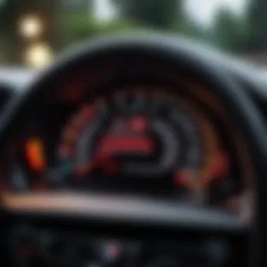 Dashboard of a car with warning lights