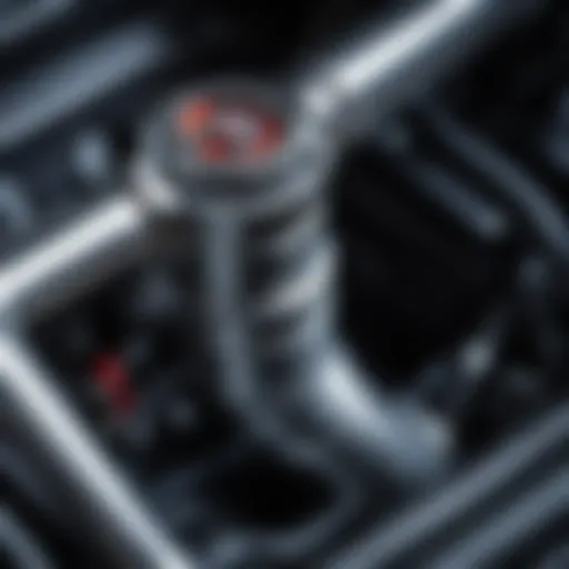 Detailed view of a hot coolant pipe in an automotive cooling system.