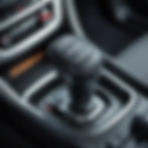 Close-up of an automatic gear shift lever.