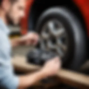 Mechanic diagnosing a brake issue with specialized tools.