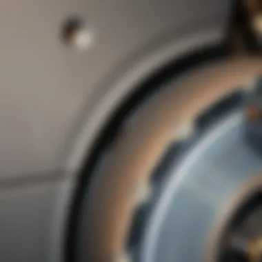 Close-up of brake pad wear indicators