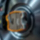 Close-up of brake pads highlighting manufacturing details