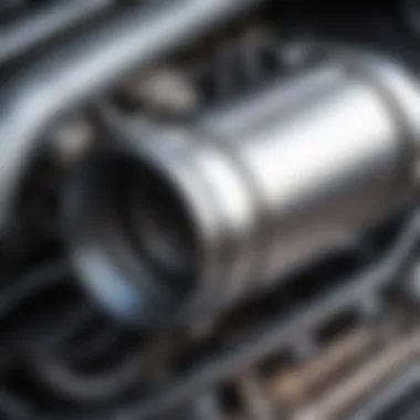 Close-up view of a catalytic converter in a vehicle