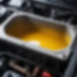 Visual representation of oil contamination in a coolant reservoir