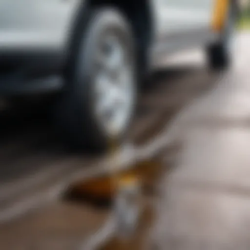 Leakage of oil under a vehicle