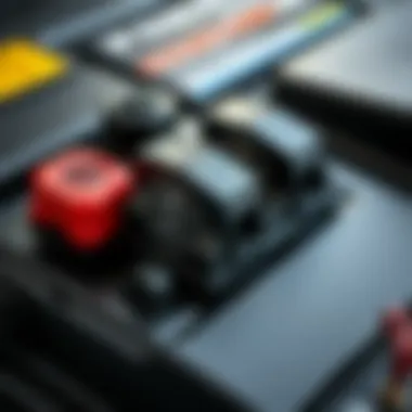 Close-up of car battery terminals