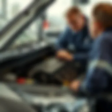 Mechanic inspecting the engine of Lacetti