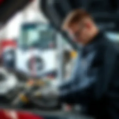 Mechanic Diagnosing Oil Pressure Issue Mechanic diagnosing oil pressure issue in Chevrolet Lacetti