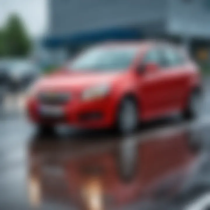 Chevrolet Lacetti driving on a wet road