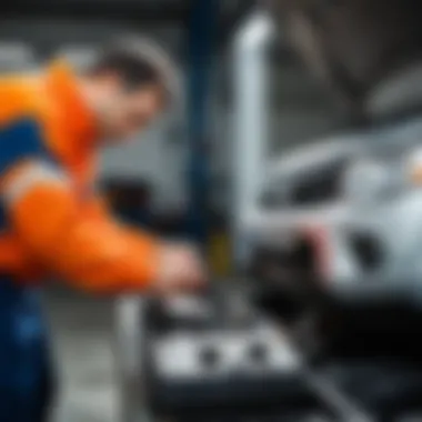 Mechanic checking coolant levels in a car