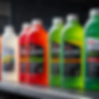 Different types of antifreeze bottles