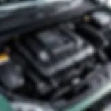 Detailed view of Renault Logan engine bay showing oil cap