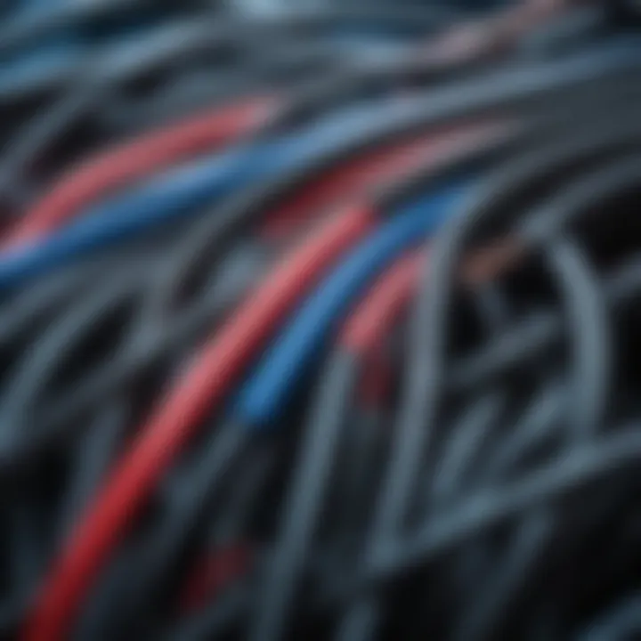 Close-up of wire harness connections