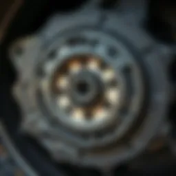 Close-up of a car's clutch plate showing wear and tear