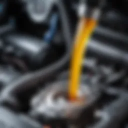 Visual representation of coolant leak in a car engine