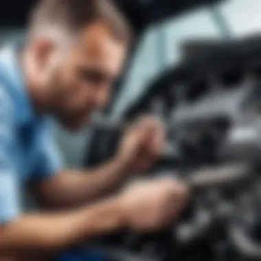 Expert diagnosing a diesel engine's cooling system