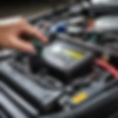 Mechanic diagnosing engine noise with tools