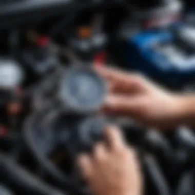 Mechanic diagnosing fuel pressure problem