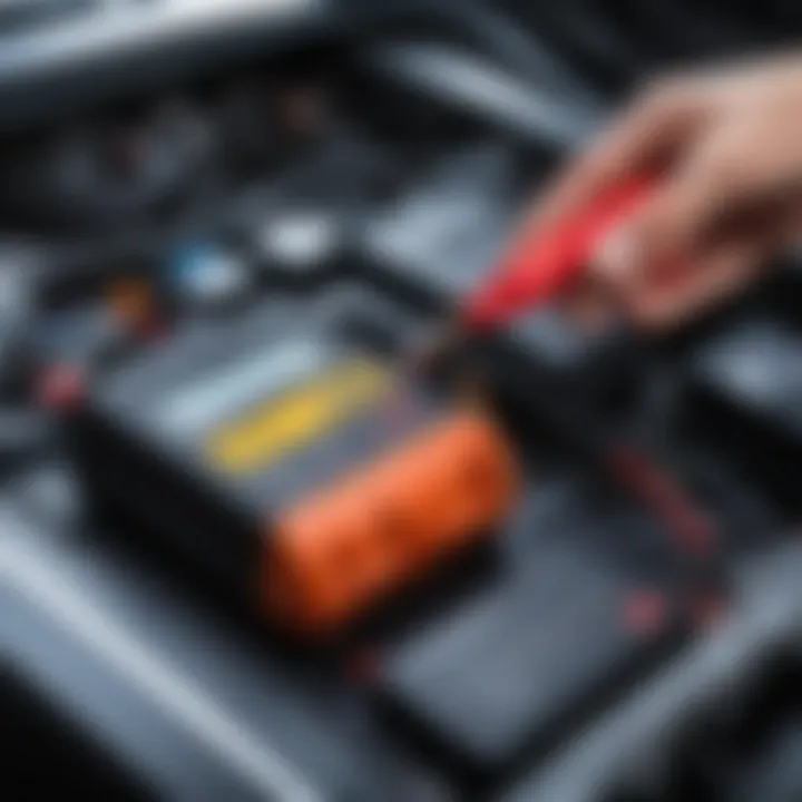 Visual representation of a car battery with tester