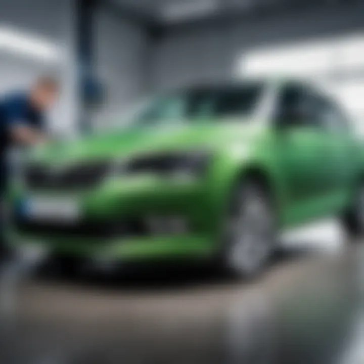 Mechanic diagnosing a Skoda Fabia