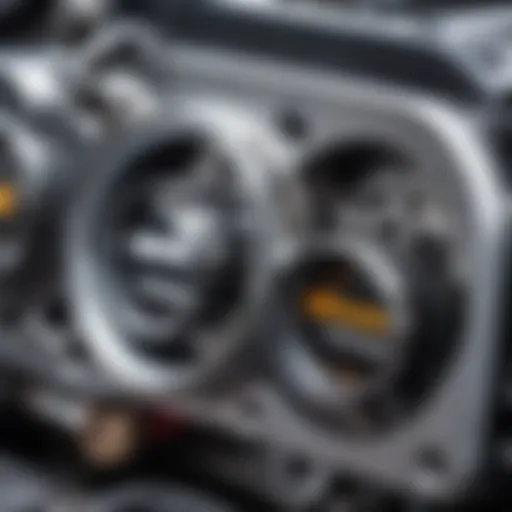 Close-up of an engine component displaying signs of wear