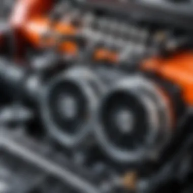 Engine Cooling System Components Close-up of an engine cooling system