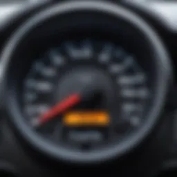 Dashboard display showing engine temperature gauge