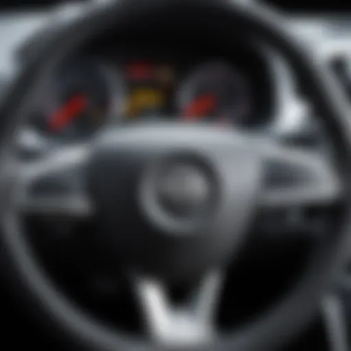 Close-up view of the Opel Astra H steering wheel showcasing its design