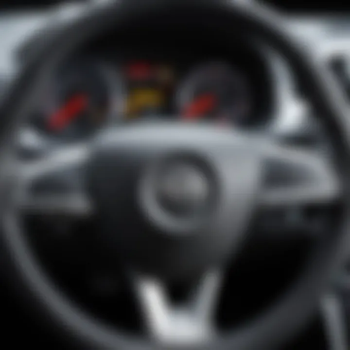 Close-up view of the Opel Astra H steering wheel showcasing its design