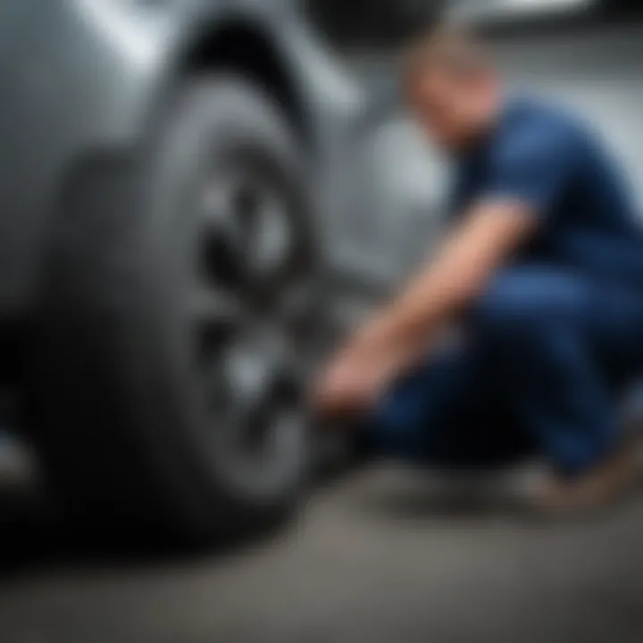 Expert technician performing tire installation