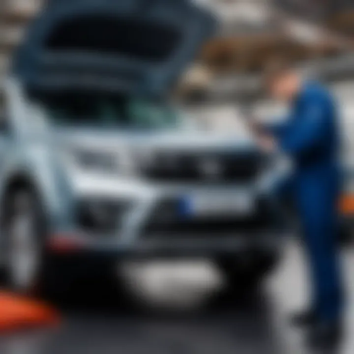 Mechanic checking fuel system in a Suzuki vehicle