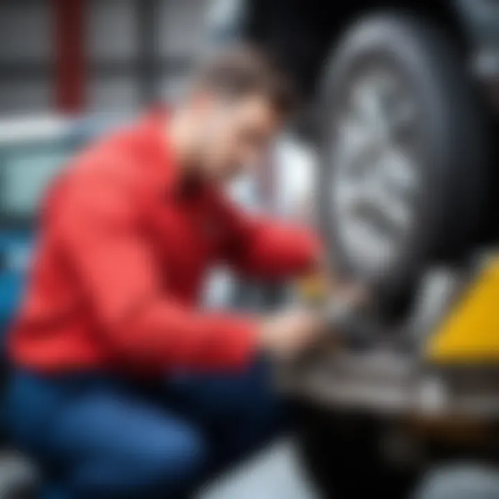 Mechanic diagnosing vehicle noise issues