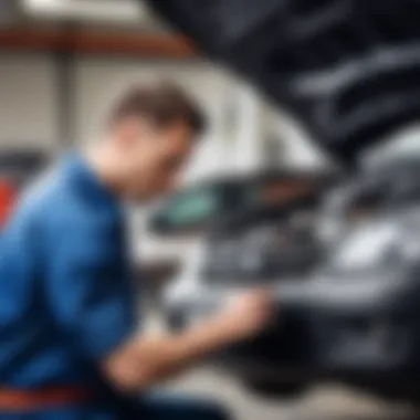 Mechanic diagnosing vehicle bearing issues