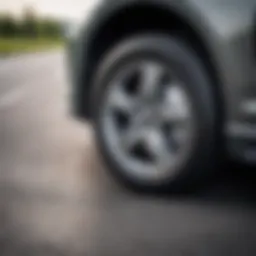 Close-up of car tire on road