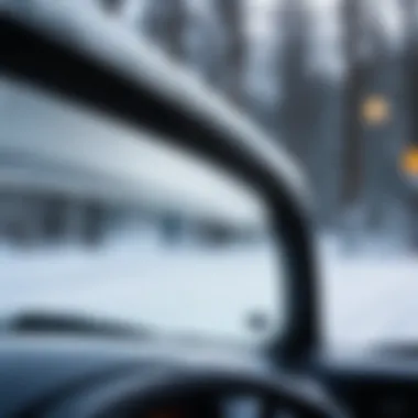 Close-up of a heated wiper blade in action on a windshield