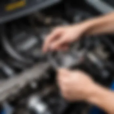 Mechanic performing a camshaft sensor replacement