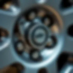 Close-up of a wheel cap removal tool