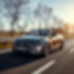 Hyundai Solaris accelerating on a road