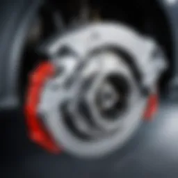 Detailed view of a Hyundai Solaris brake caliper