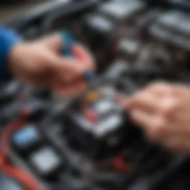 Mechanic inspecting ignition wiring