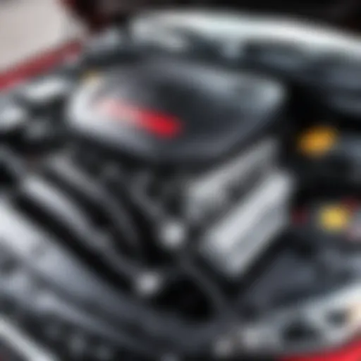 Under the hood of a Kia Sportage showcasing engine components.