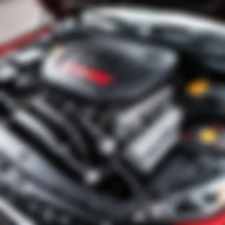 Under the hood of a Kia Sportage showcasing engine components.