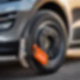 Close-up view of Kia Sportage IV rear brake pads