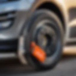 Close-up view of Kia Sportage IV rear brake pads