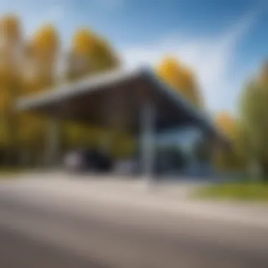 Rest area along the highway with facilities for drivers