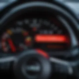 Close-up of Lada Largus dashboard showing warning lights