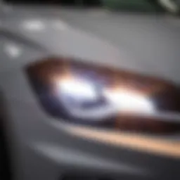 Close-up view of LED daytime running lights for Volkswagen Polo Sedan