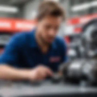 Customer examining an auto part with a detailed guide