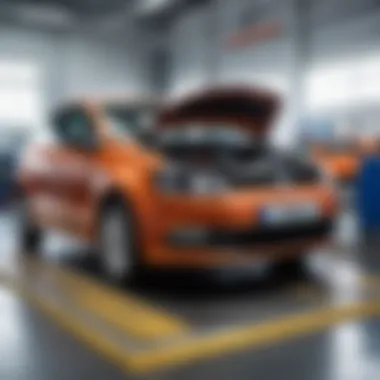 Volkswagen Polo servicing at a workshop