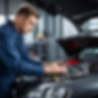 Diagnosis in Action Mechanic analyzing car performance